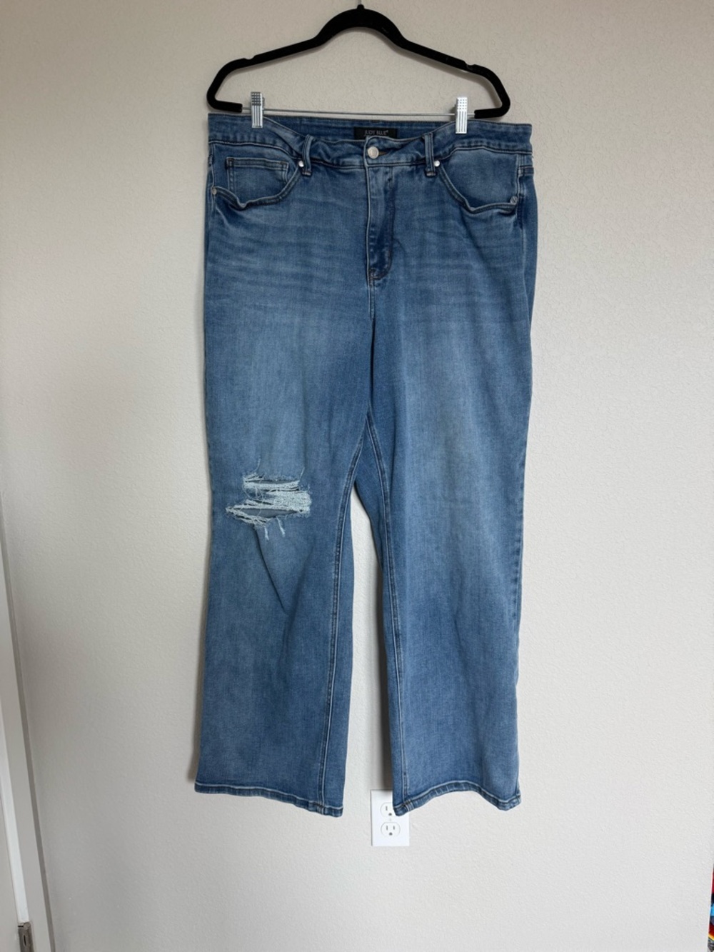 Judy Blue High Waist Tummy Control 90's Straight Denim Jeans Stretch 20W Plus Sz